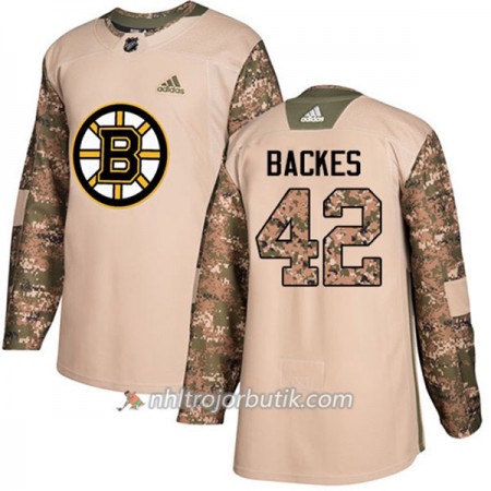 Män Ishockey Boston Bruins Tröja David Backes 42 Adidas 2017-2018 Camo Veterans Day Practice Authentic